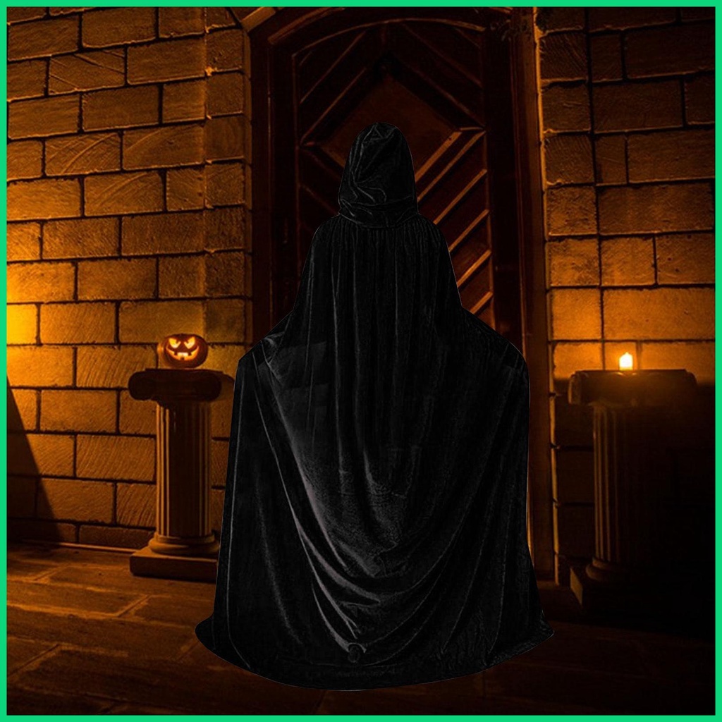 Áo Choàng Nhung Dài Có Mũ Trùm Đầu Hóa Trang Halloween Giáng Sinh