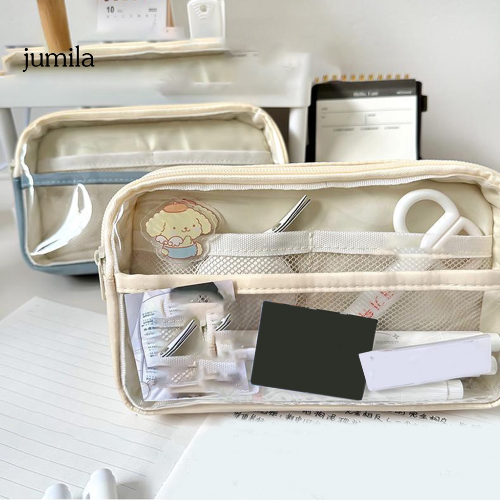 Qr Túi Đựng Bút 4 Ngăn Trong Suốt Đa Năng