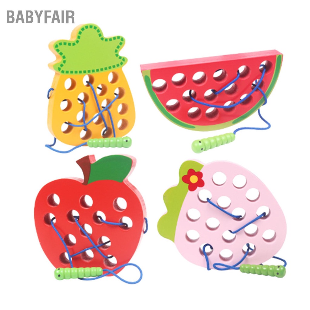 Babyfair Gỗ Phối Ren Đồ Chơi Montessori Con Sâu Ăn Trái Cây Trò Du Lịch Trẻ Em Giáo Dục Sớm