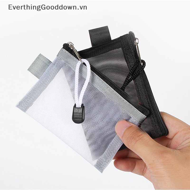 Everthinggooddown Túi Lưới Nylon Mini Trong Suốt Đựng Thẻ Tín Dụng / Tai Nghe / Dây Cáp Dữ Liệu / Chìa Khóa