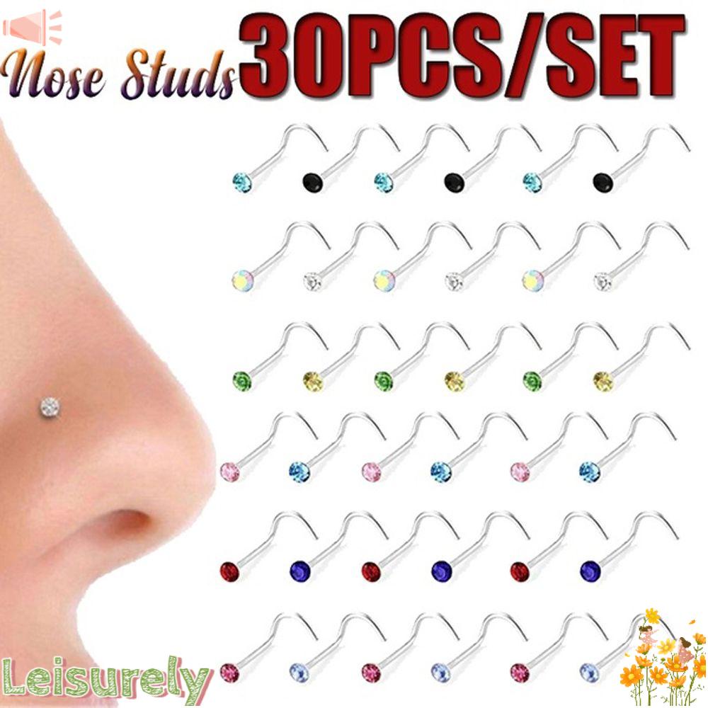 LEILY Bộ 30 Khuyên Mũi Thép Không Gỉ Thời Trang