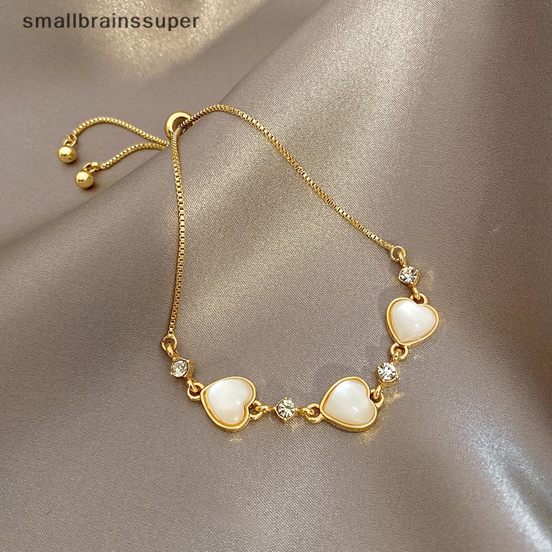 Vòng Đeo Tay Mặt Hình Trái Tim Đính Đá Lấp Lánh Dễ Điều Chỉnh Thời Trang Cho Nữ SBS