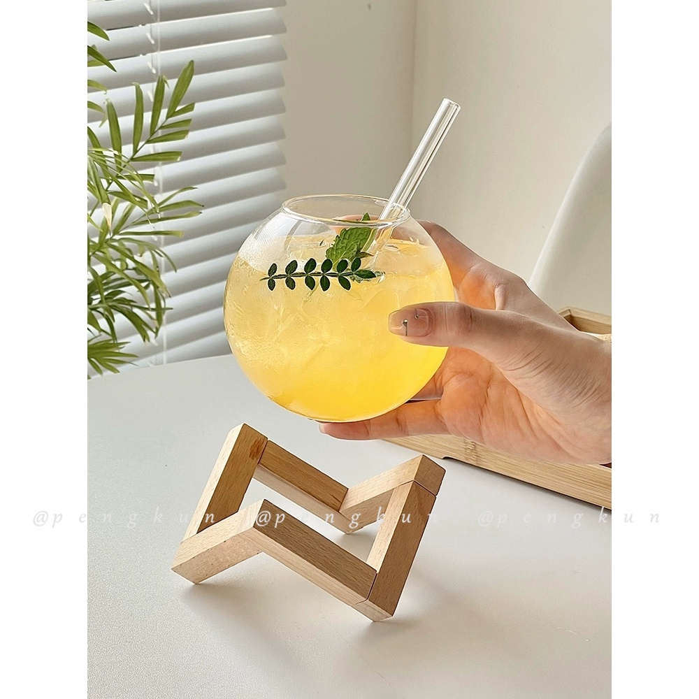 Cốc Thủy Tinh Uống Rượu / Cà Phê Cảm Giác Chạm Cao Thiết Kế Niche Phong Cách ins Mùa Hè Cho Nữ