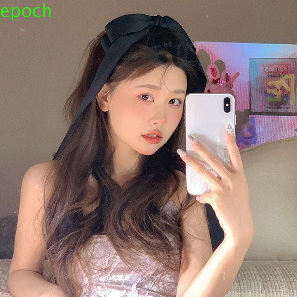 EPOCH Kẹp Tóc Nơ Ruy Băng Dài Đơn Giản Thanh Lịch Cho Nữ