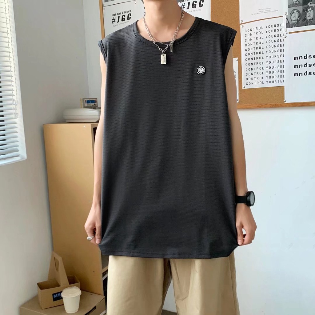 Áo Thun Cotton Không Tay Dáng Rộng Phong Cách Đường Phố Mỹ Thời Trang Mùa Hè Cho Nam