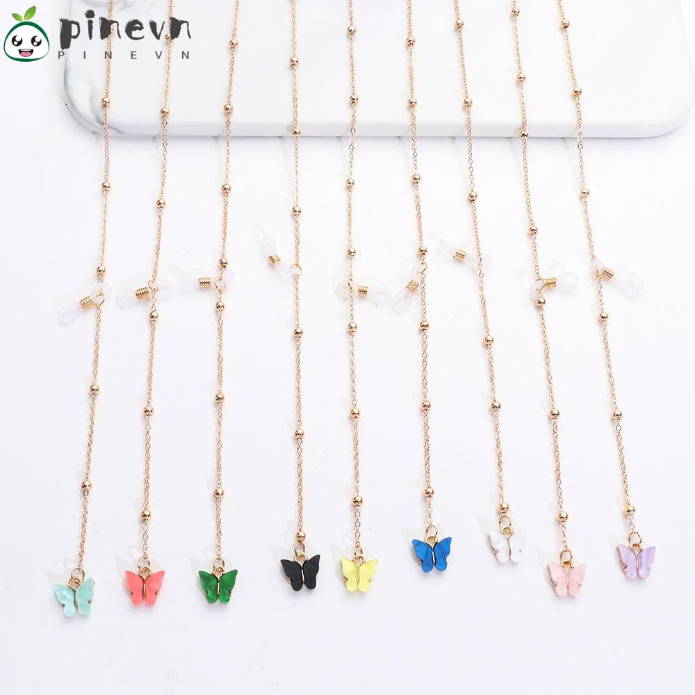 PINEVN Dây Đeo Kính Chống Thất Lạc Bằng Kim Loại Đính Hạt Pha Lê Cho Nam Và Nữ