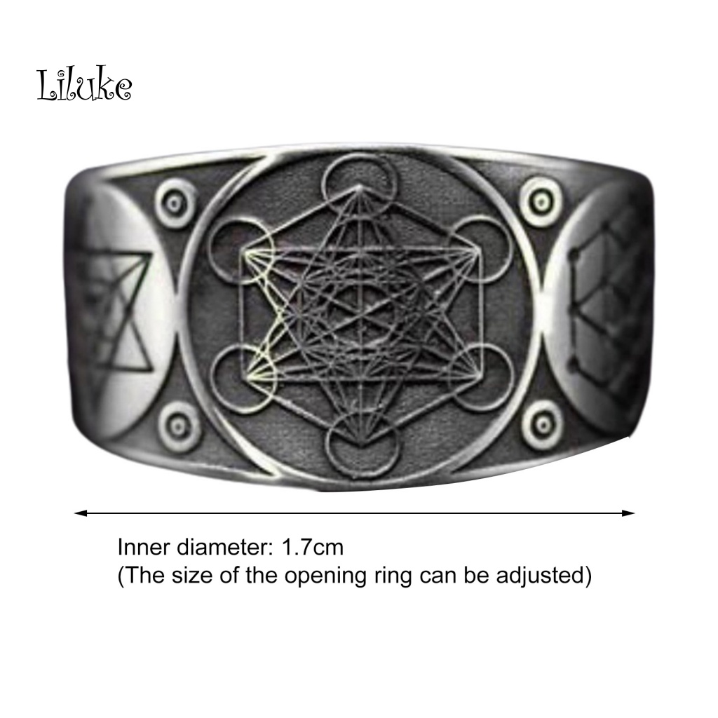Nhẫn Unisex Hợp Kim Hở Họa Tiết Hình Lục Giác Thời Trang