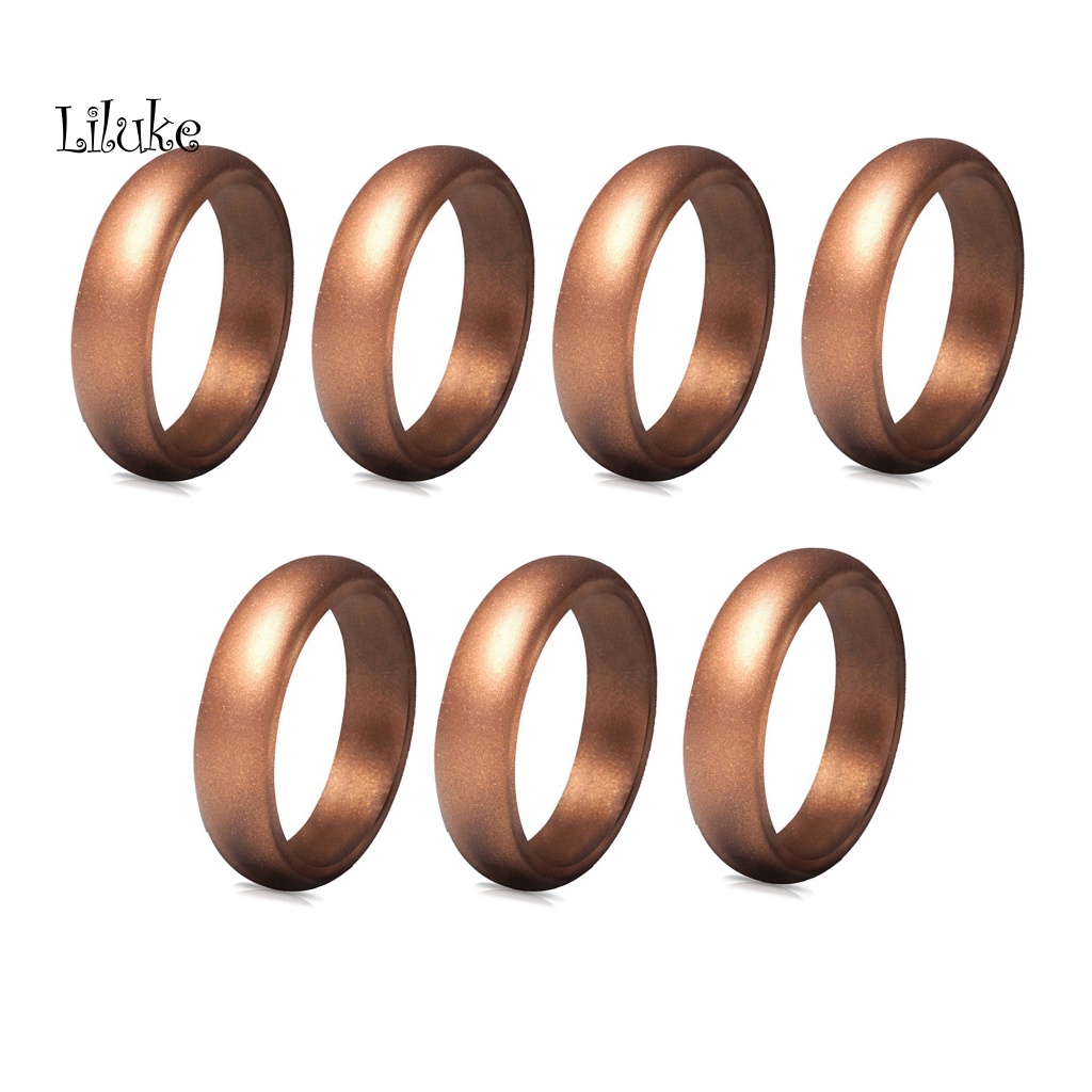 Bộ 7 Nhẫn Silicon Đính Kim Tuyến Nhiều Màu Sắc Thời Trang Cho Nữ