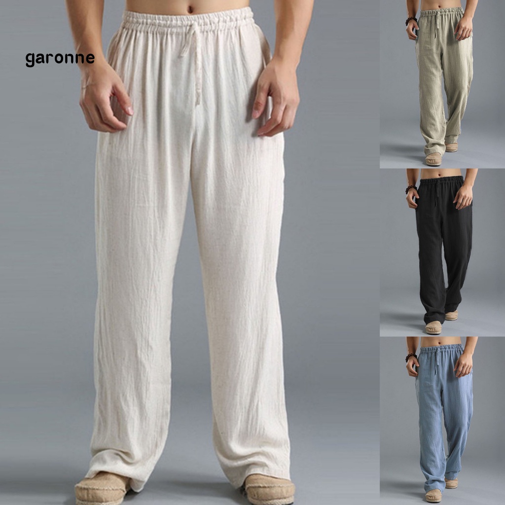 Quần Dài Lưng Thun Màu Sắc Đơn Giản Thoáng Khí Thời Trang Đường Phố Cho Nam