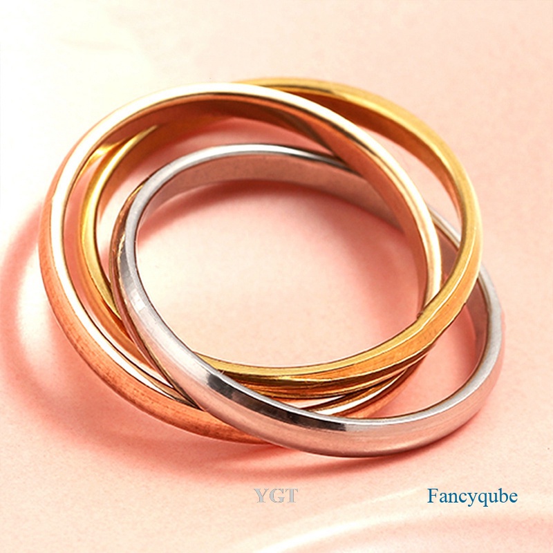 Ygt Set 3 Nhẫn Đính Hôn Bằng Thép Không Gỉ Cổ Điển Dành Cho Nữ