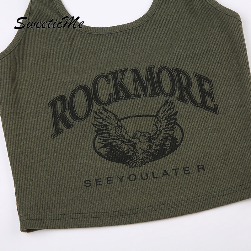 Áo Tank Top Hở Lưng Dáng Ôm In Chữ Thời Trang 2023 Quyến Rũ Cho Nữ