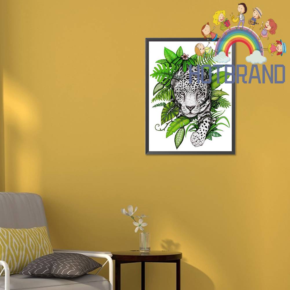 Tranh Đính Đá Kim Cương Toàn Bộ 5D DIY Hình Vẽ Con Báo Rừng