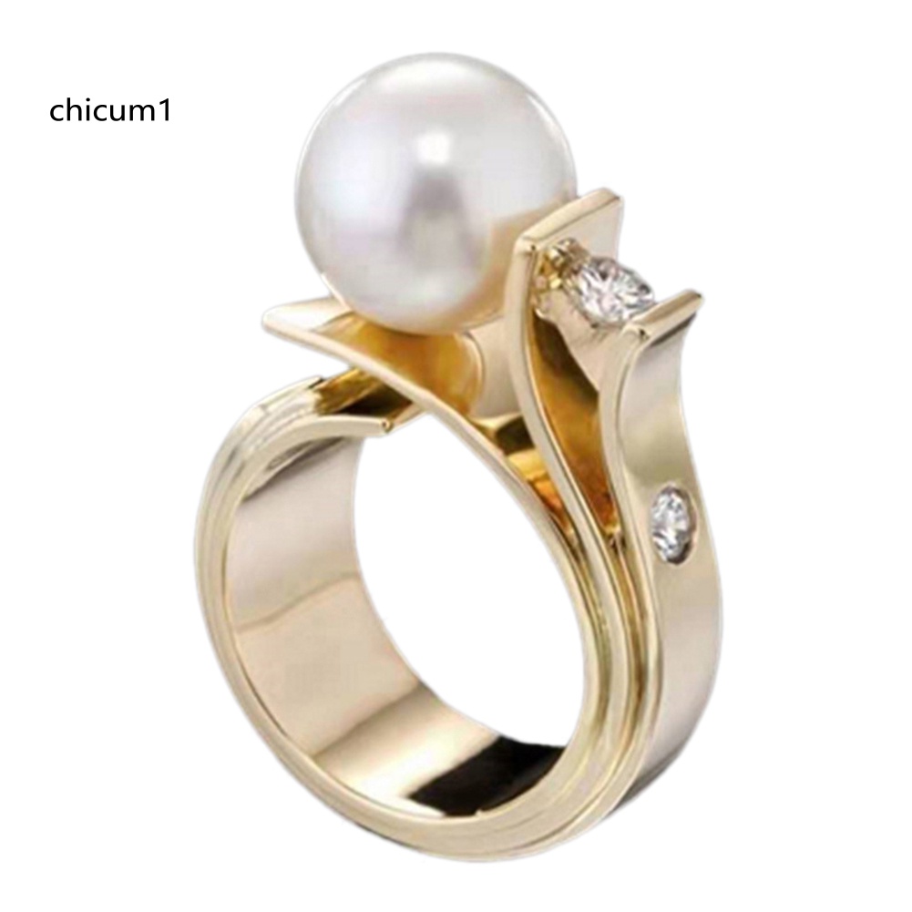 Nhẫn Đính Đá Ngọc Trai Nhân Tạo Thời Trang Cho Nữ