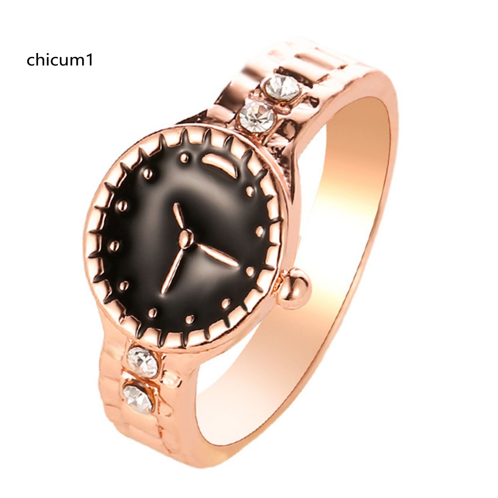 Nhẫn Đồng Hồ Hợp Kim Đính Đá Sang Trọng Cho Cặp Đôi