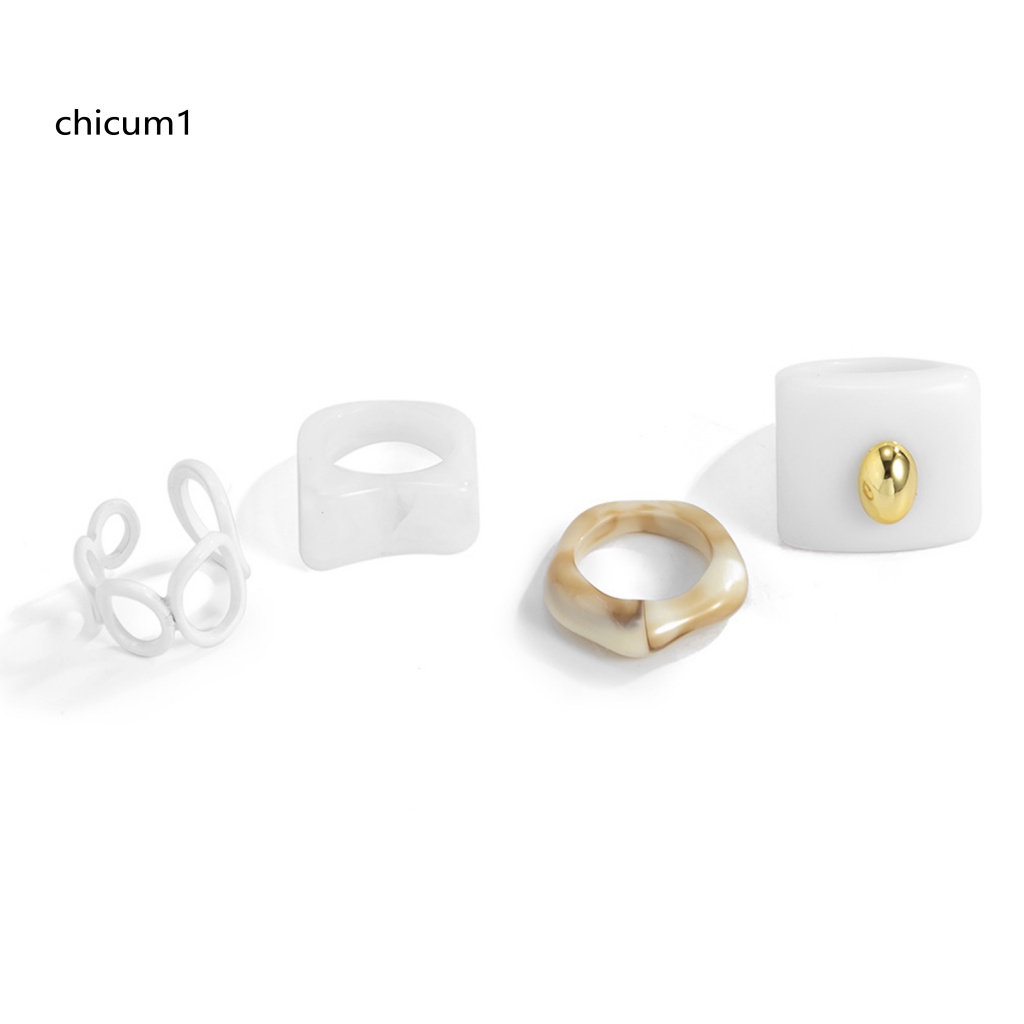 Set 4 Nhẫn Acrylic Phong Cách Vintage Dành Cho Nữ