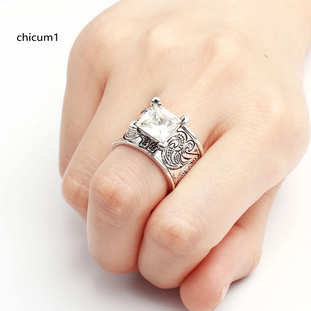Nhẫn Unisex Đính Đá Zircon Cổ Điển Sang Trọng