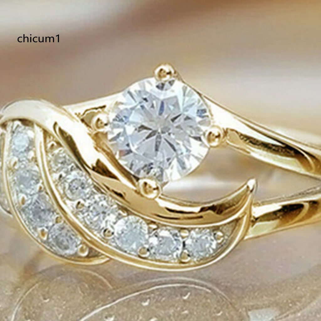Nhẫn Cưới Hợp Kim Đính Đá Zircon Hình Cánh Thiên Thần