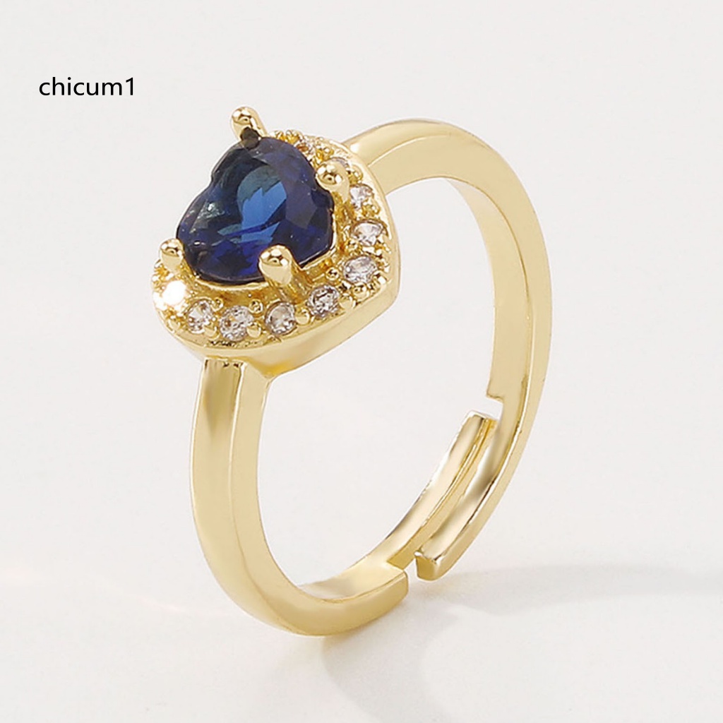 Nhẫn Đính Đá Zircon Hình Trái Tim Phong Cách Pháp Ngọt Ngào Thời Trang Cho Nữ