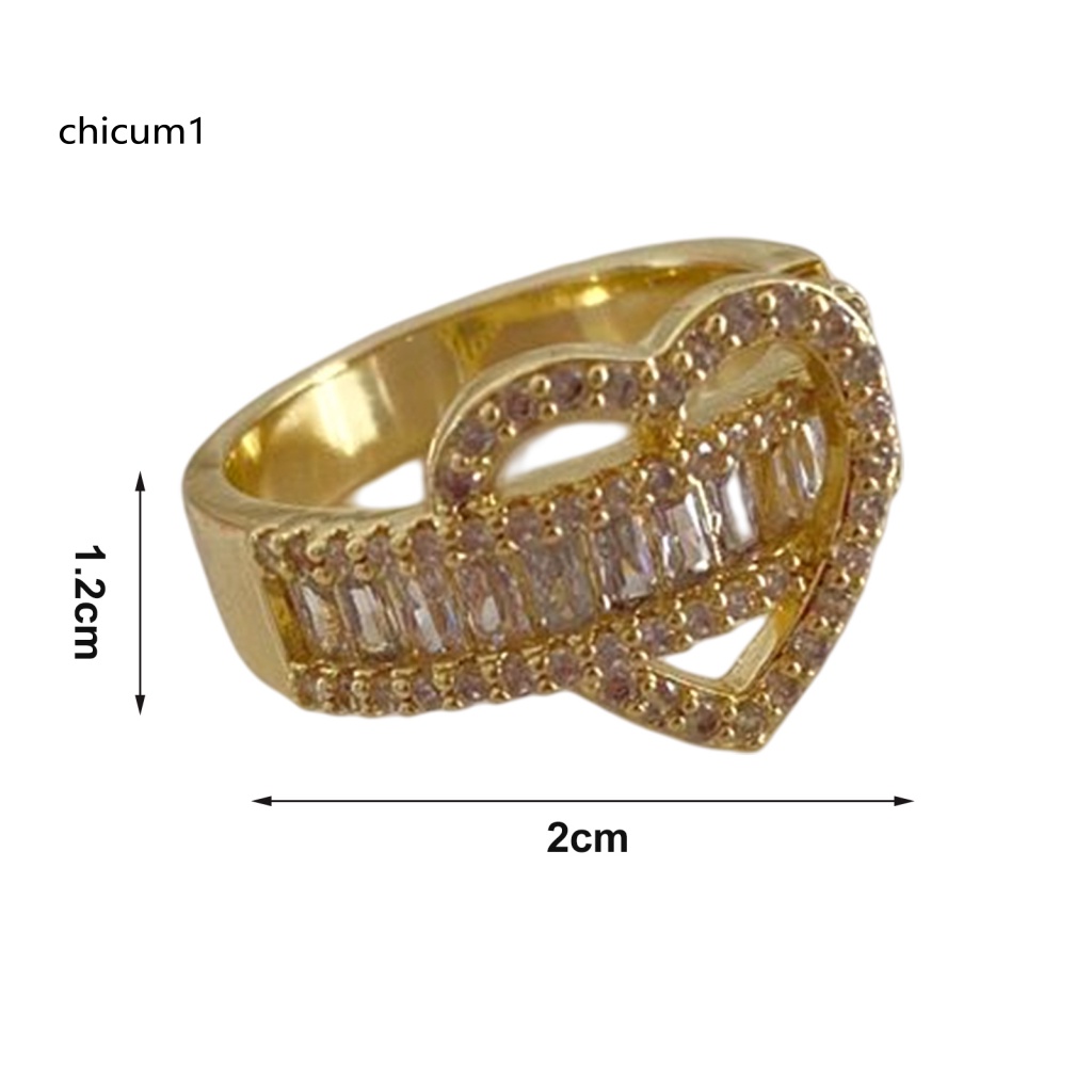 Nhẫn Đính Đá Zircon Hình Trái Tim Lấp Lánh Thời Trang Cho Nữ