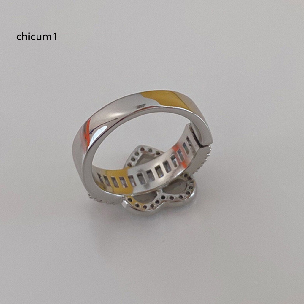 Nhẫn Đính Đá Zircon Hình Trái Tim Lấp Lánh Thời Trang Cho Nữ