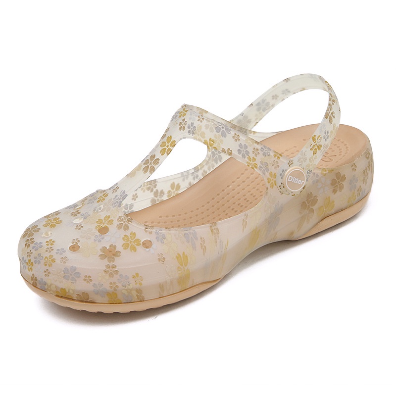 Giày Nhựa Đế Dày Màu Gradient Đục Lỗ Thời Trang Đi Biển Cho Nữ