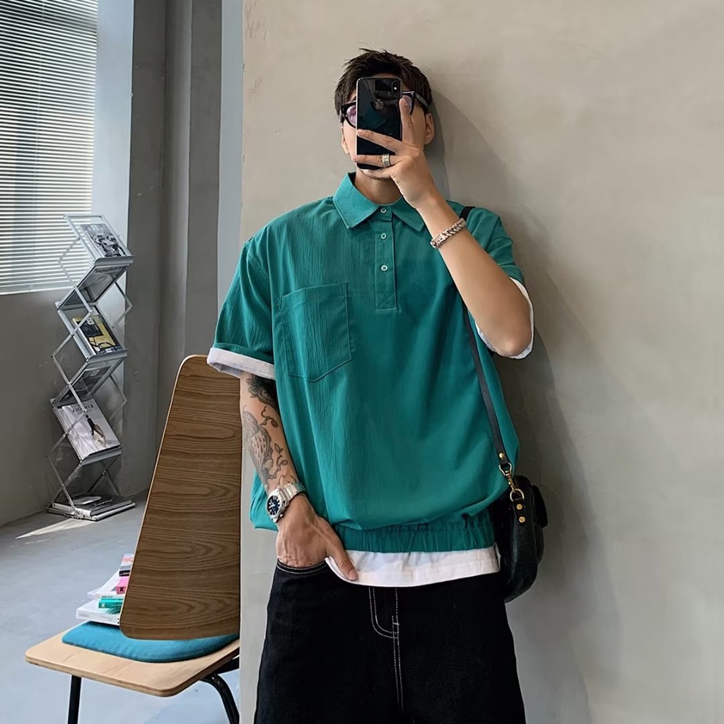 Áo Sơ Mi Ngắn Tay Dáng Rộng Thời Trang Mùa Hè Dành Cho Nam
