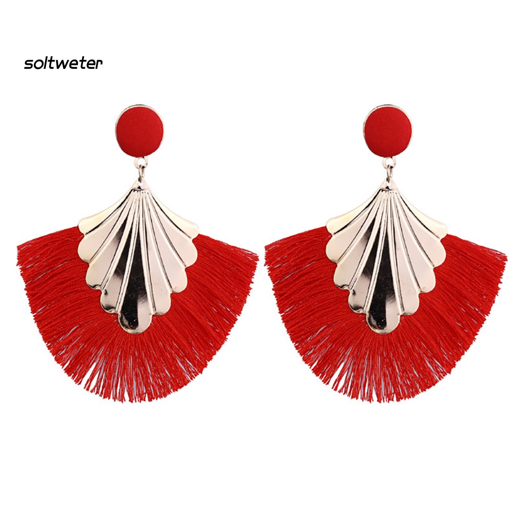 1 Đôi Bông Tai Hình Quạt Tua Rua Phong Cách Bohemia Sáng Tạo Thích Hợp Làm Quà Tặng