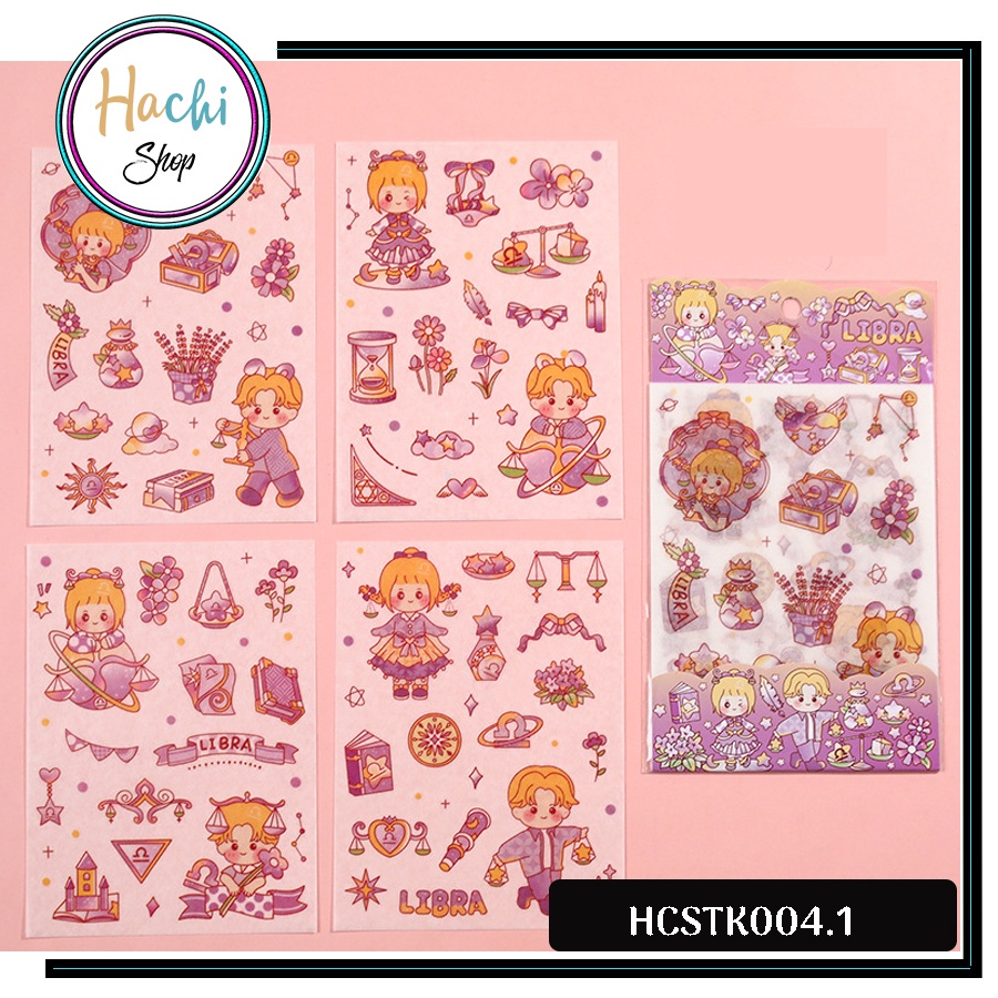 Nhãn dán 12 chùm sao siêu cute - Sticker 12 cung hoàng đạo dán sổ ghi chép hay trang trí đáng yêu HCSTK004