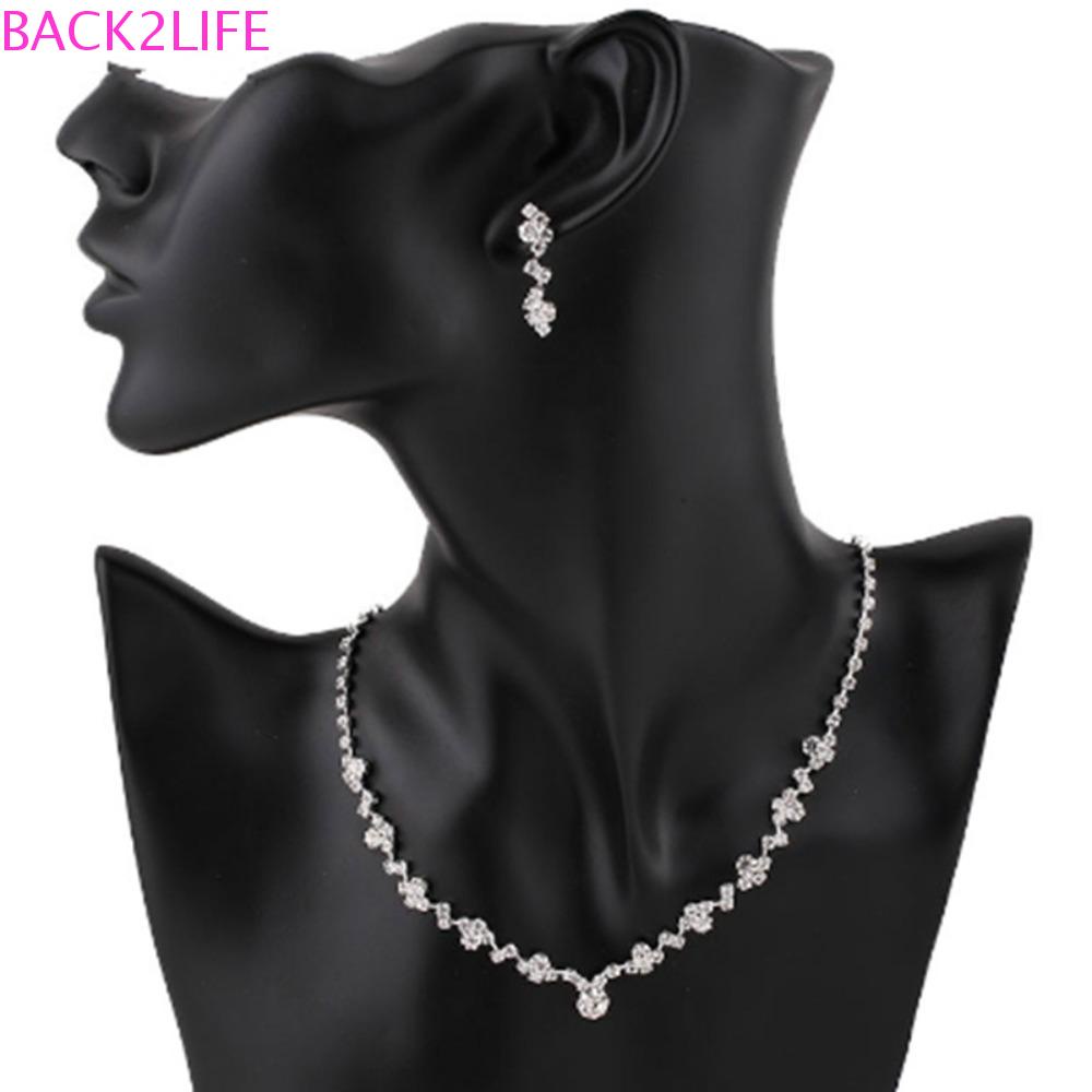 BACK2LIFE Bộ Trang Sức Đính Đá Lấp Lánh Phong Cách Hàn Quốc Thời Trang Cho Nữ