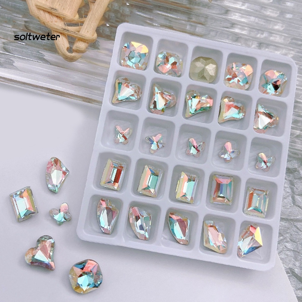 Bộ 25 Phụ Kiện Đính Trang Trí Móng Nghệ Thuật Hình Trái Tim / Bướm 3D Xinh Xắn