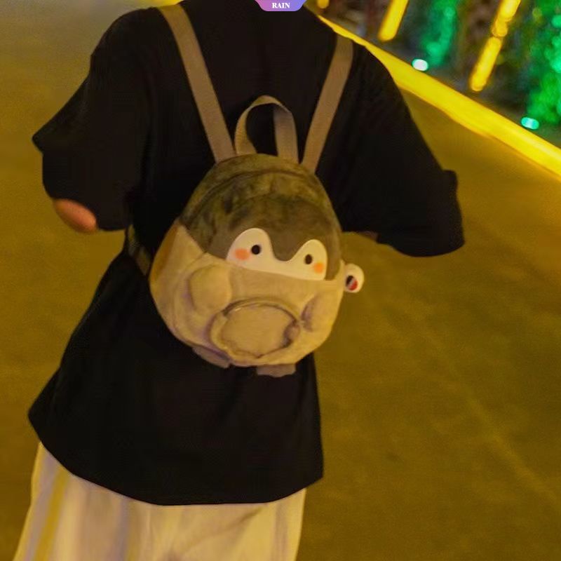 Ba Lô Lông Xù Mini Hình Chim Cánh Cụt Hoạt Họa Dễ Thương Thường Ngày Cho Nữ [RAIN]