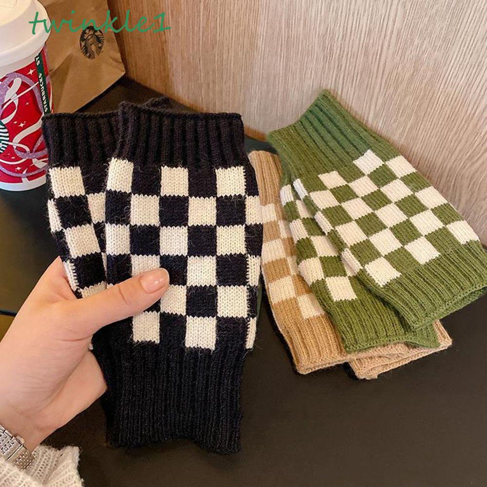 TWINKLE Găng Tay Len Phối Nhung Mềm Mại Co Giãn Thoáng Khí Thời Trang Thu Đông Cho Nam Và Nữ