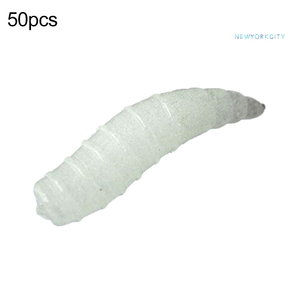 50 Mồi Giun Giả Câu Cá Mềm Phát Sáng Trong Đêm 1.6cm