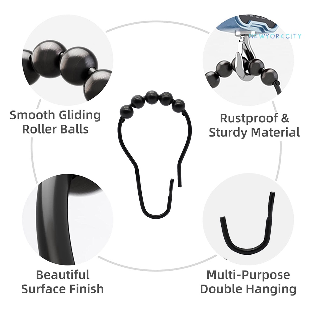 Set 10 Móc Treo Rèm 5 Hạt Kim Loại Chịu Lực Tốt