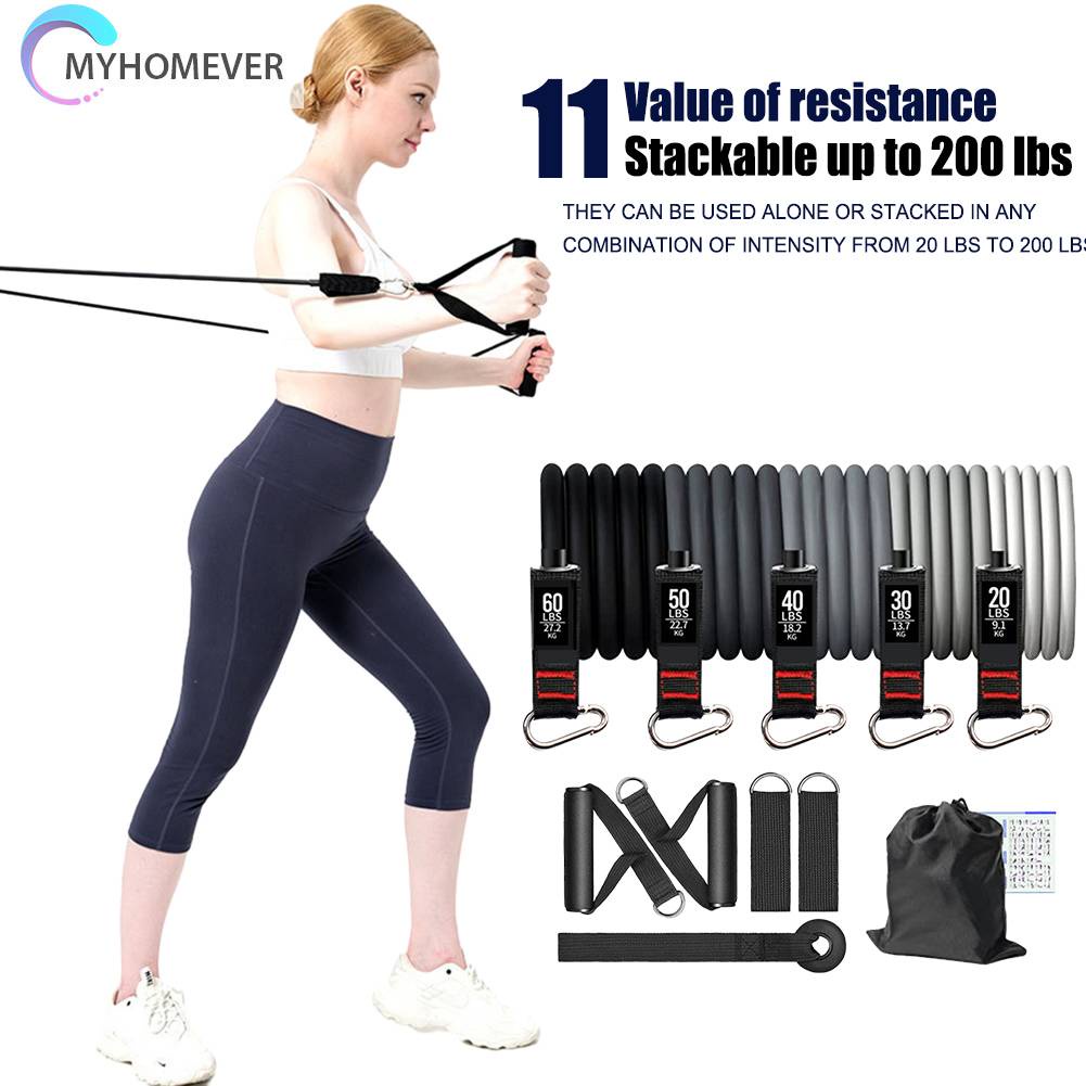 Set 11 Dây Kéo Đàn Hồi Hỗ Trợ Tập Yoga / Thể Hình