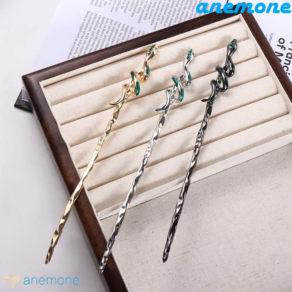 ANEMONE Trâm Cài Tóc Kim Loại Hình Rắn Phong Cách Trung Hoa Cổ Điển Cho Nữ
