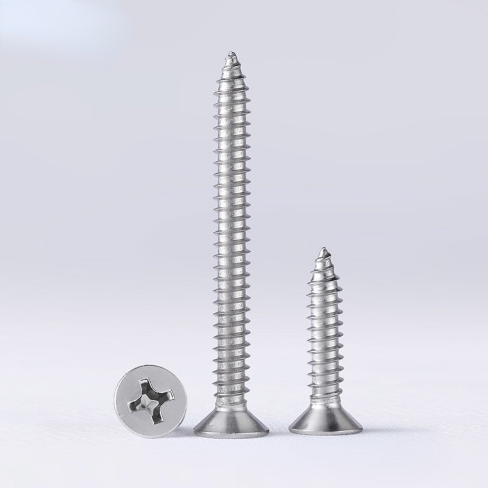 Vít Đầu Dẹt Sus304 Tự Cắt Gỗ M3 / M3.5 / M4 Chuyên Dụng