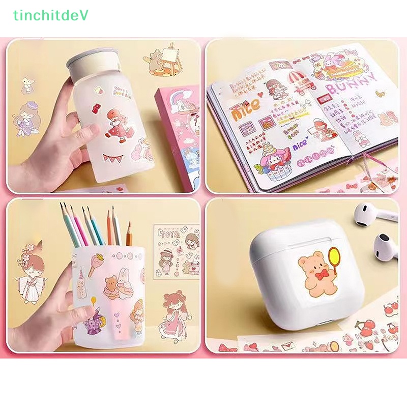 [TinchitdeV] Bộ 50 Miếng Dán Anime PET Không Thấm Nước Không Cắt Hình Dễ Thương Cho Học Sinh Và Bé Gái [Mới]