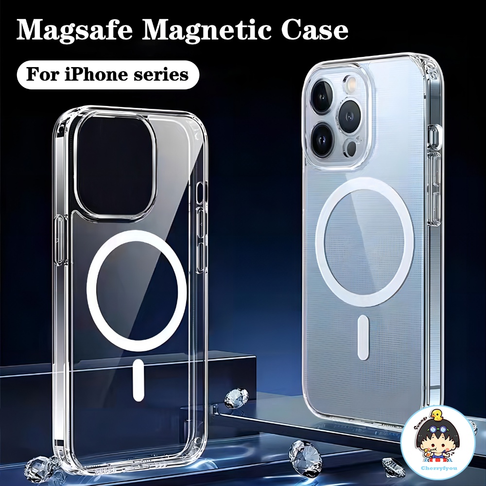 Ốp Điện Thoại TPU Mềm Chống Sốc Trong Suốt Từ Tính Sang Trọng Cho IPhone 14 13 12 11 Pro Max X XR 8 7 Plus