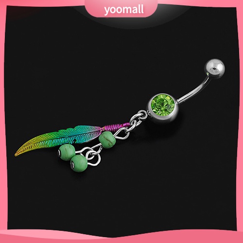 Khuyên Rốn Dạng Thanh Tạ Hình Chiếc Lá Nhiều Màu Sắc