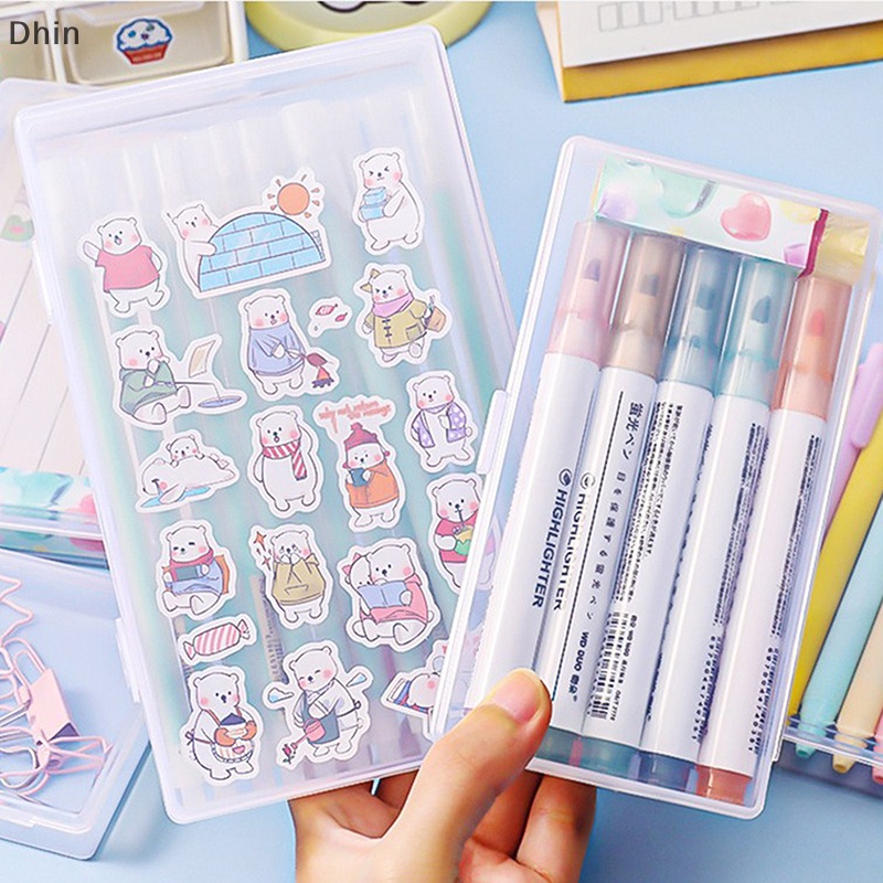 [Dhin] 1Pc Portable Waterproof Tape Stickers Storage Box Durable Plastic Transparent Desktop Stationery Organizer School Office Accessories COD