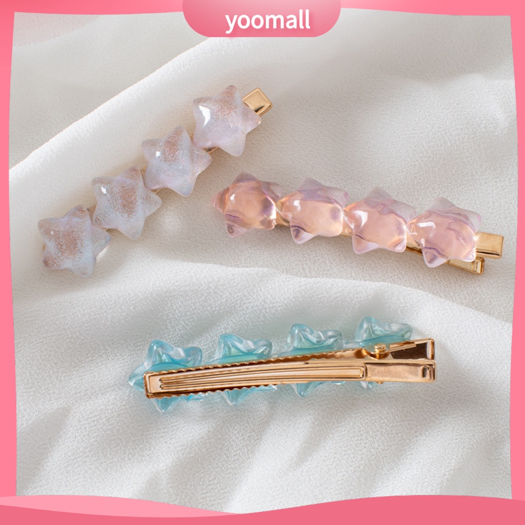 Kẹp Tóc Hình Ngôi Sao Trong Suốt Bằng Nhựa Resin Chống Trượt Phong Cách Hàn Quốc Cho Nữ