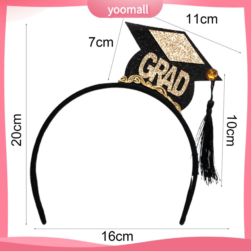 Băng Đô Cài Tóc Bằng Vải Nỉ Chống Trượt Họa Tiết Nón Tốt Nghiệp Cho Nữ