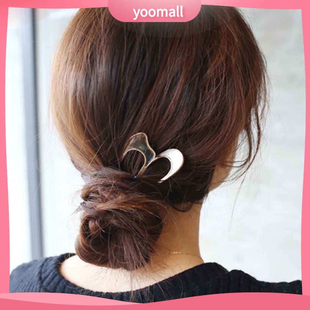 Kẹp Tóc Chữ U Bằng Thép Không Gỉ Màu Trơn Chống Biến Dạng Dành Cho Nữ