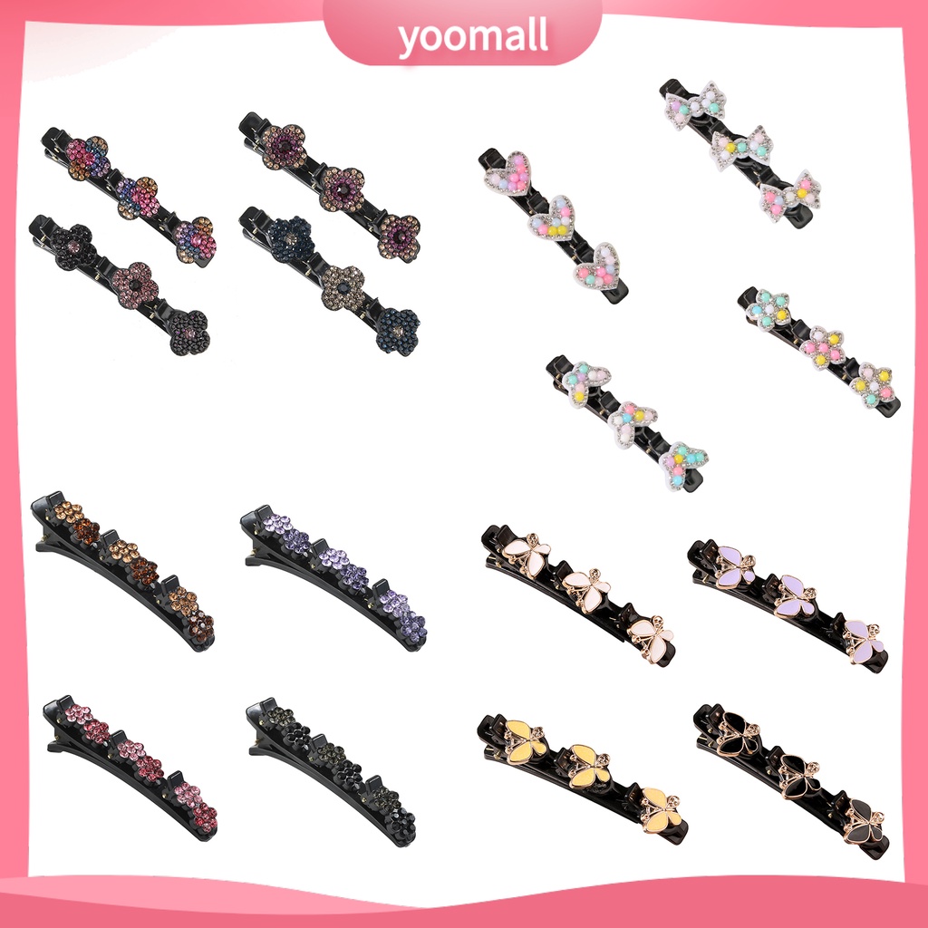 Set 4 Kẹp Tóc Hai Lớp Đính Hoa Và Ngọc Trai Giả Phong Cách Hàn Quốc