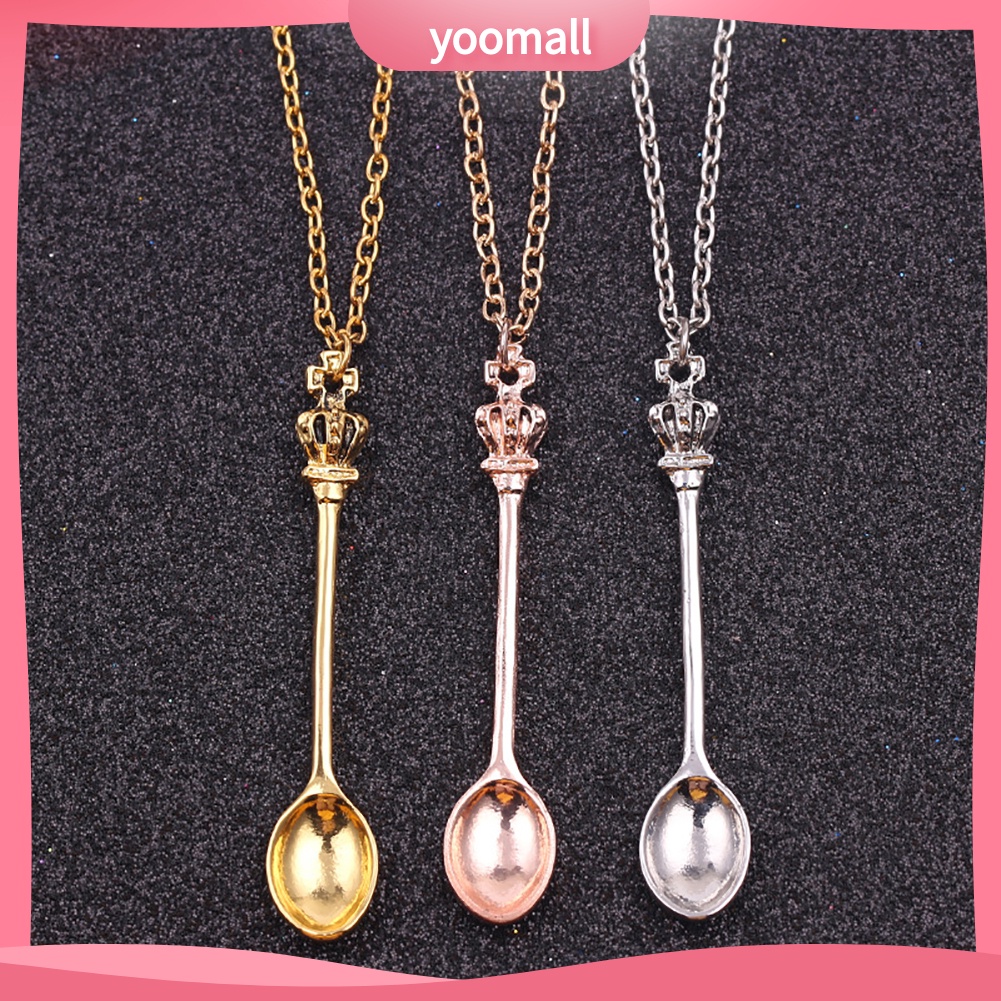 Vòng cổ Mặt Hình Muỗng Trà Và Vương Miện Mini Thời Trang Cho Nữ