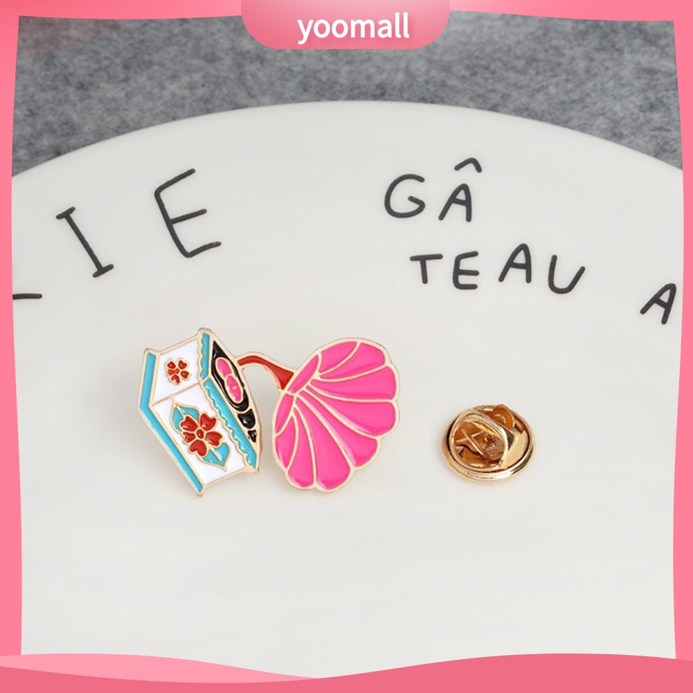 Ghim Cài Áo Hình Máy Hát Đĩa Tráng Men Phong Cách Retro