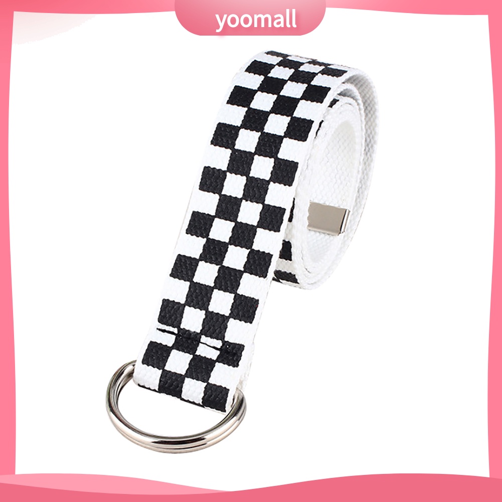 Thắt Lưng Vải Canvas Họa Tiết Kẻ Sọc / Chữ D Thời Trang Cho Nam Và Nữ