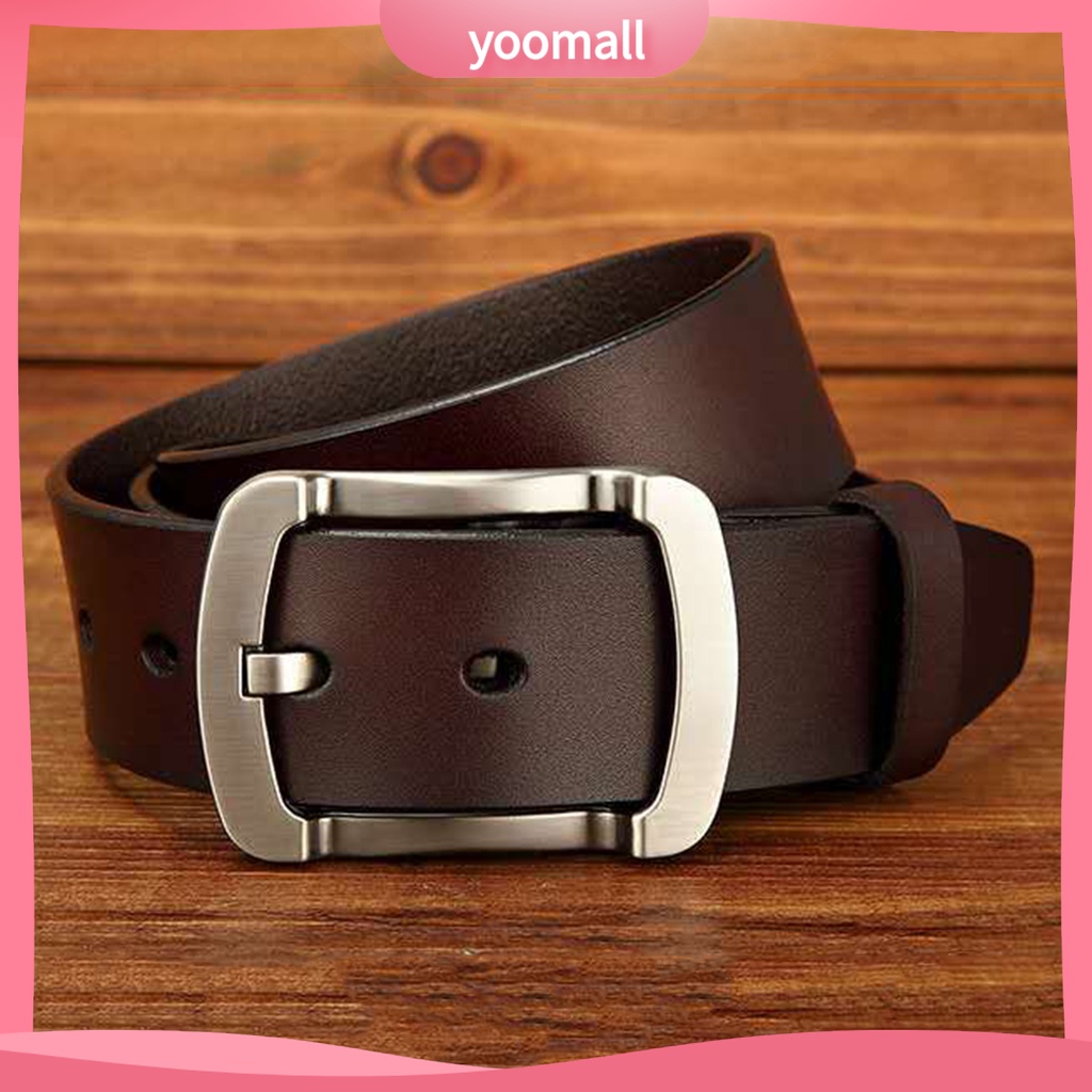 Thắt Lưng Giả Da Dày Màu Trơn Chống Vỡ Phong Cách Vintage Cho Nam