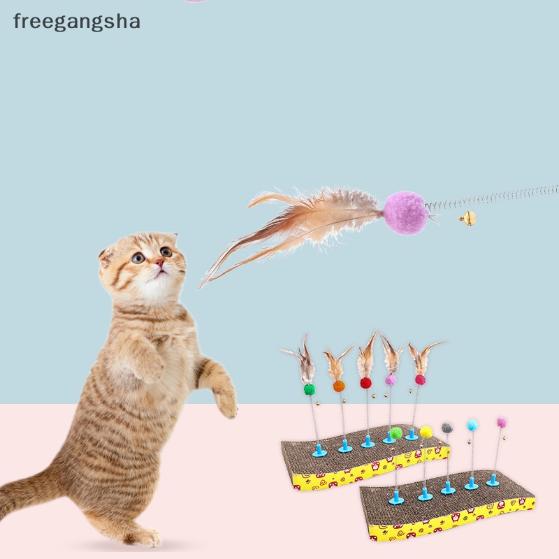 [FREG] Cat Toy Funny Cat Stick Corrugated Cat Funny Stick Scratching Board Shake Cat Toy Scratching Board Cat Toy Interactive FDH